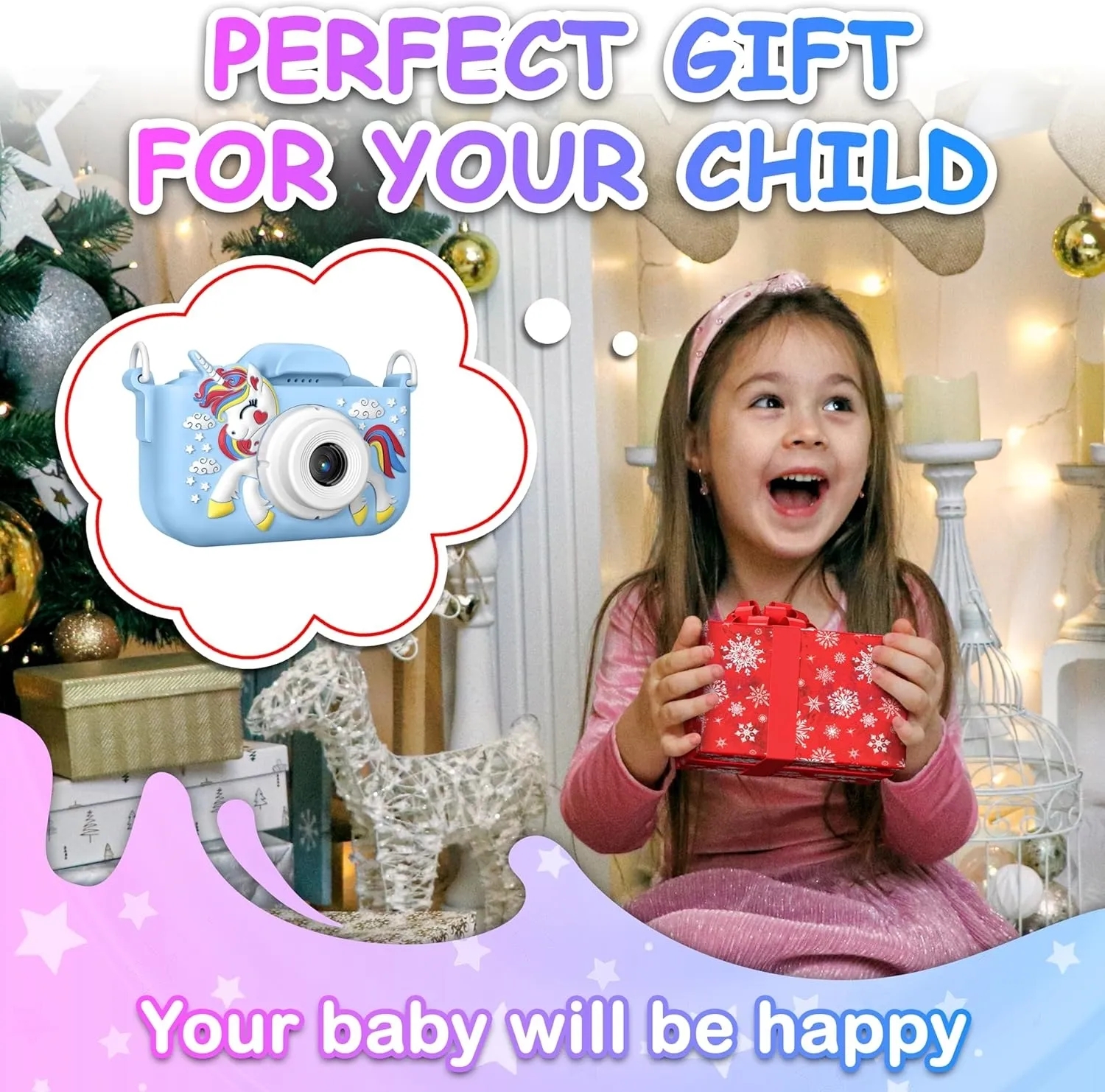 Hiclick Toys Unicorn Kids Camera Toys for Children 3 to 6 HD Video Dual Lens Selfie Camera Great Christmas Birthday Gift for Boy Girls - Image 6