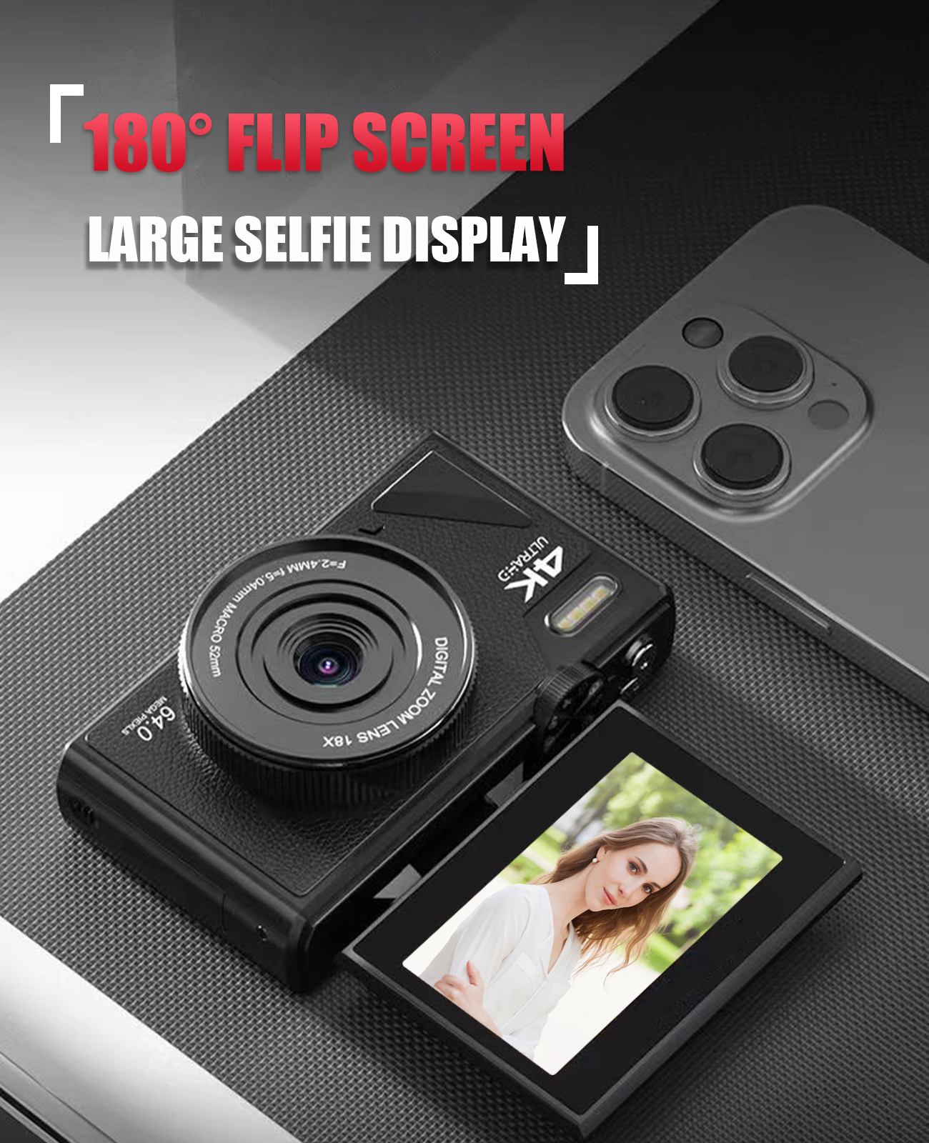 High quality 2.8-inch Ultra HD 4K 18X Zoom 1150mAh 1080P WIFI Video Flip Screen Selfies Retro Digital camera - Image 7