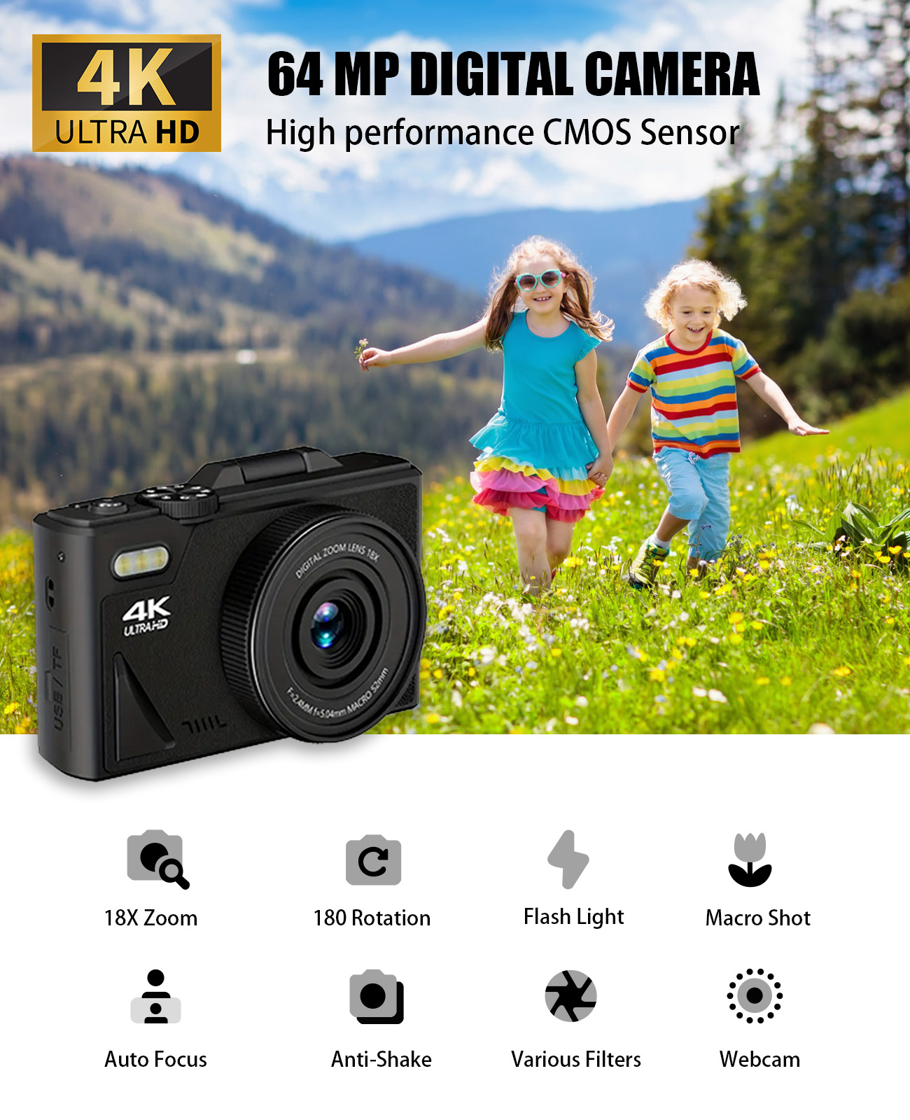 High quality 2.8-inch Ultra HD 4K 18X Zoom 1150mAh 1080P WIFI Video Flip Screen Selfies Retro Digital camera - Image 5