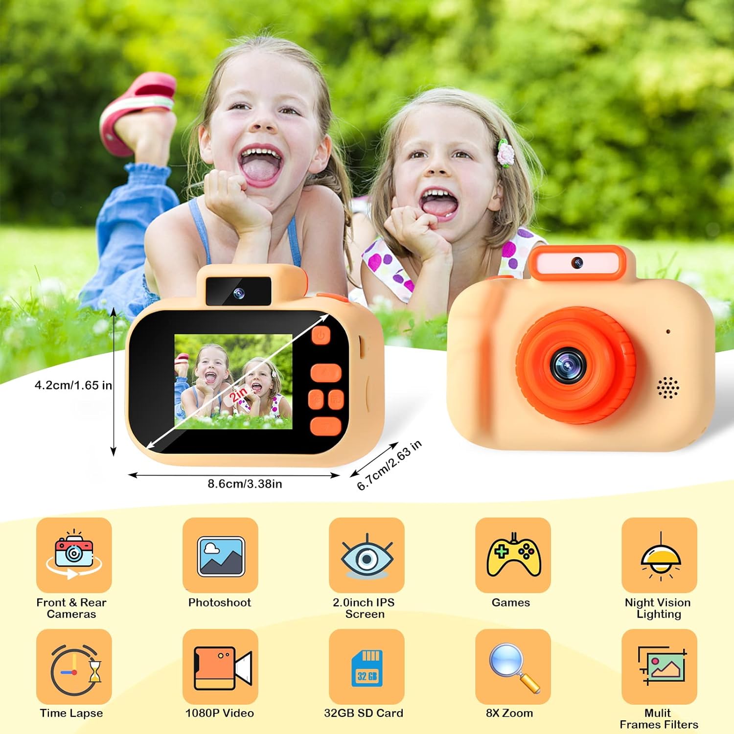 Cartoon Cute Kids Digital Camera Dual Camera 1080P HD Video Record for Puzzle Children's Toy Birthday Gift Kid Camera - Image 7